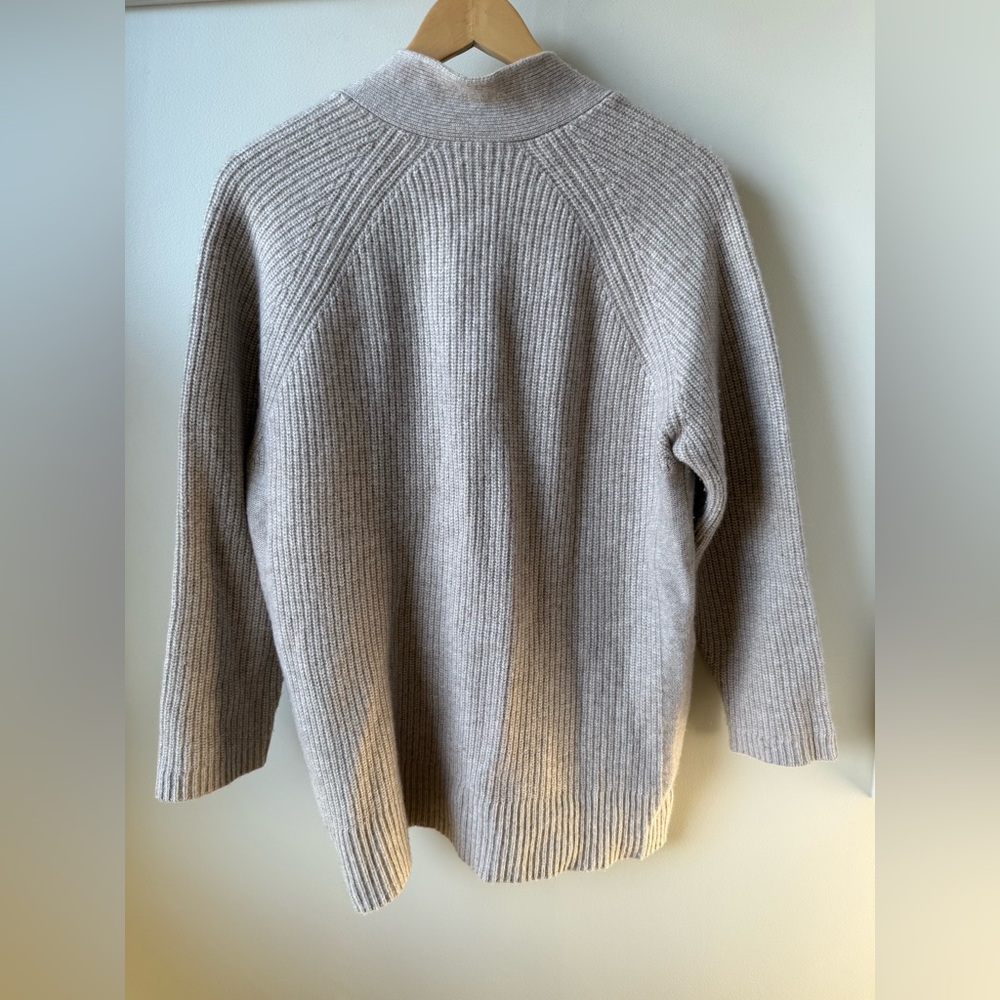 RESET R LABEL Ribbed Cardigan Sweater Neutral‎ Wool Cashmere Boxy Cozy Scandi L - Picture 2 of 5